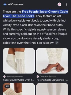 Free People Ivory Cable-Knit Over-The-Knee Socks